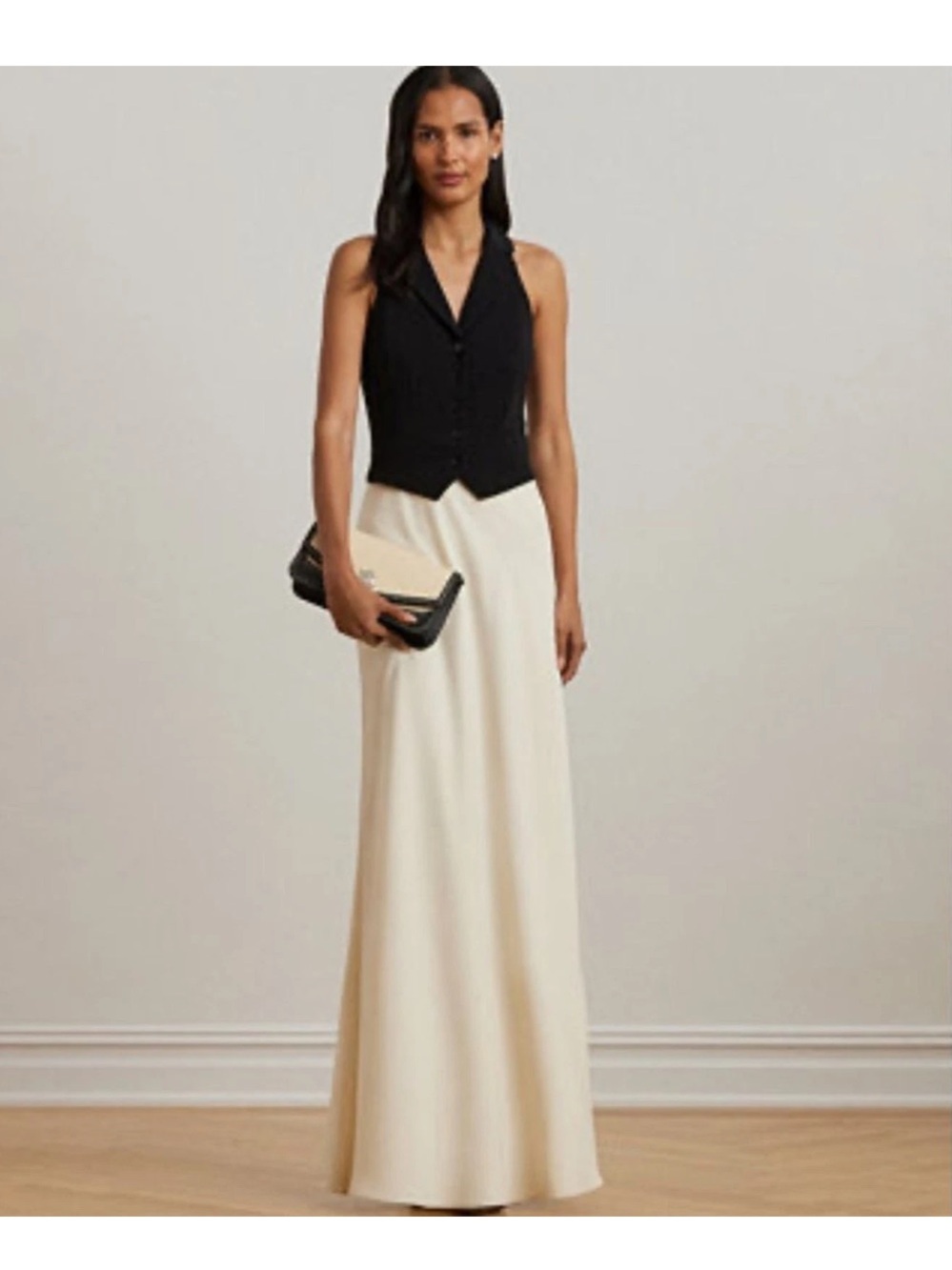 Lauren Ralph Lauren Two Tone Crepe Sleeveless Gown